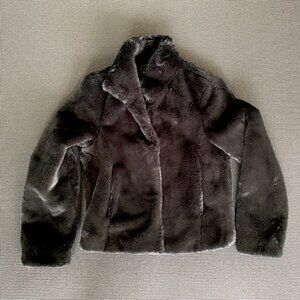 NWT, XXS Express Black Faux-Fur Coat, Super Soft! Two Front Pockets